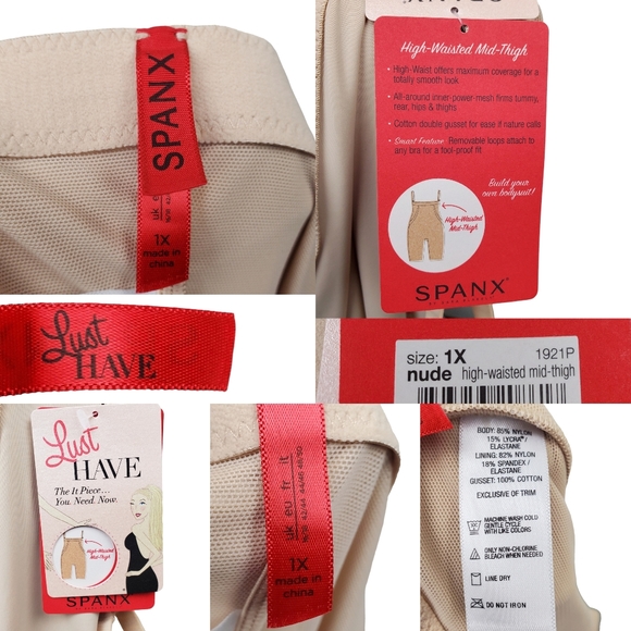 Spanx Womens Nude High Waisted Mid Thigh Shapewear Short Size 1X NWT - Picture 3 of 3
